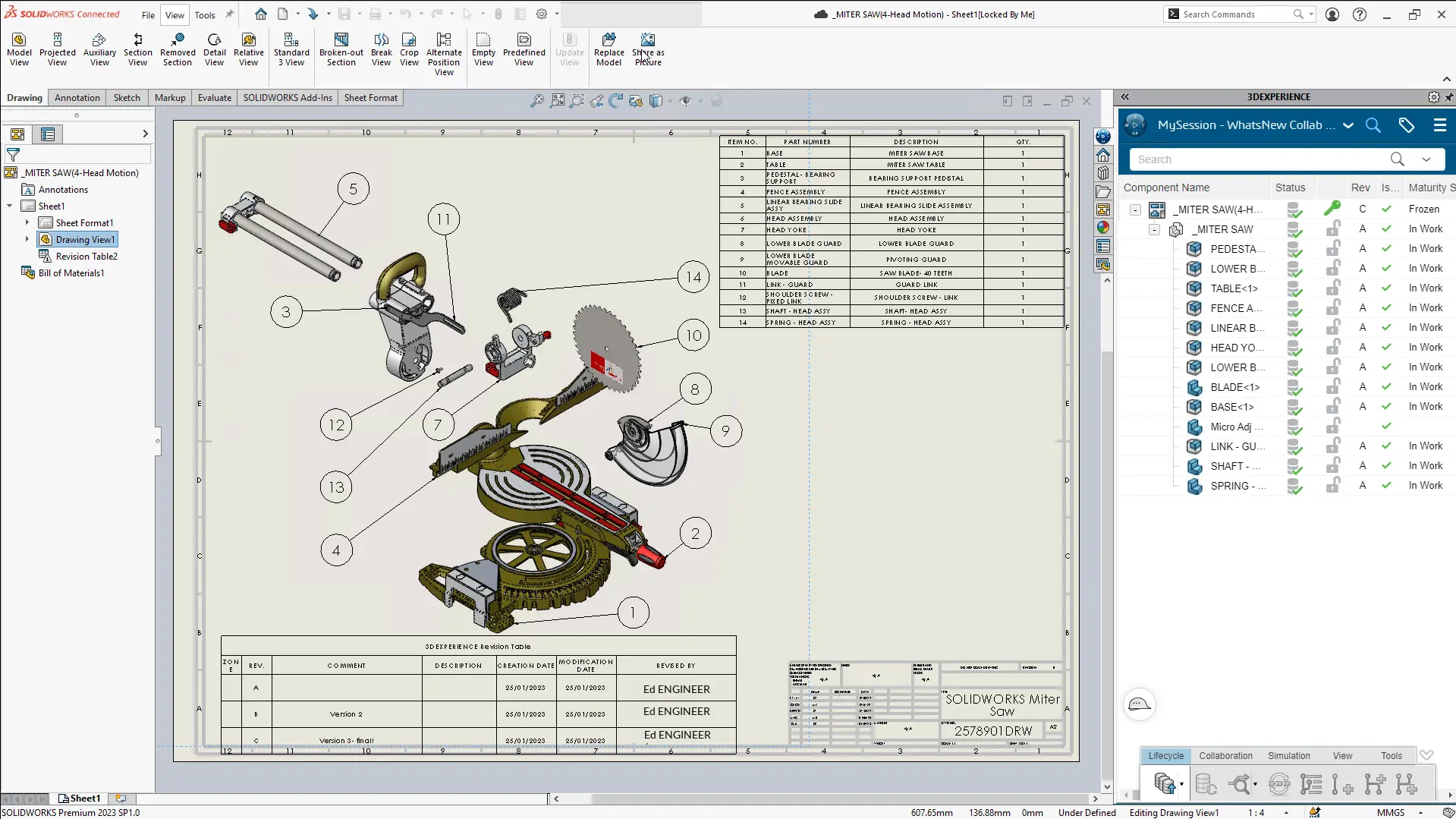 Image of Technical Drawings being created within 3D EXPERIENCE SOLIDWORKS